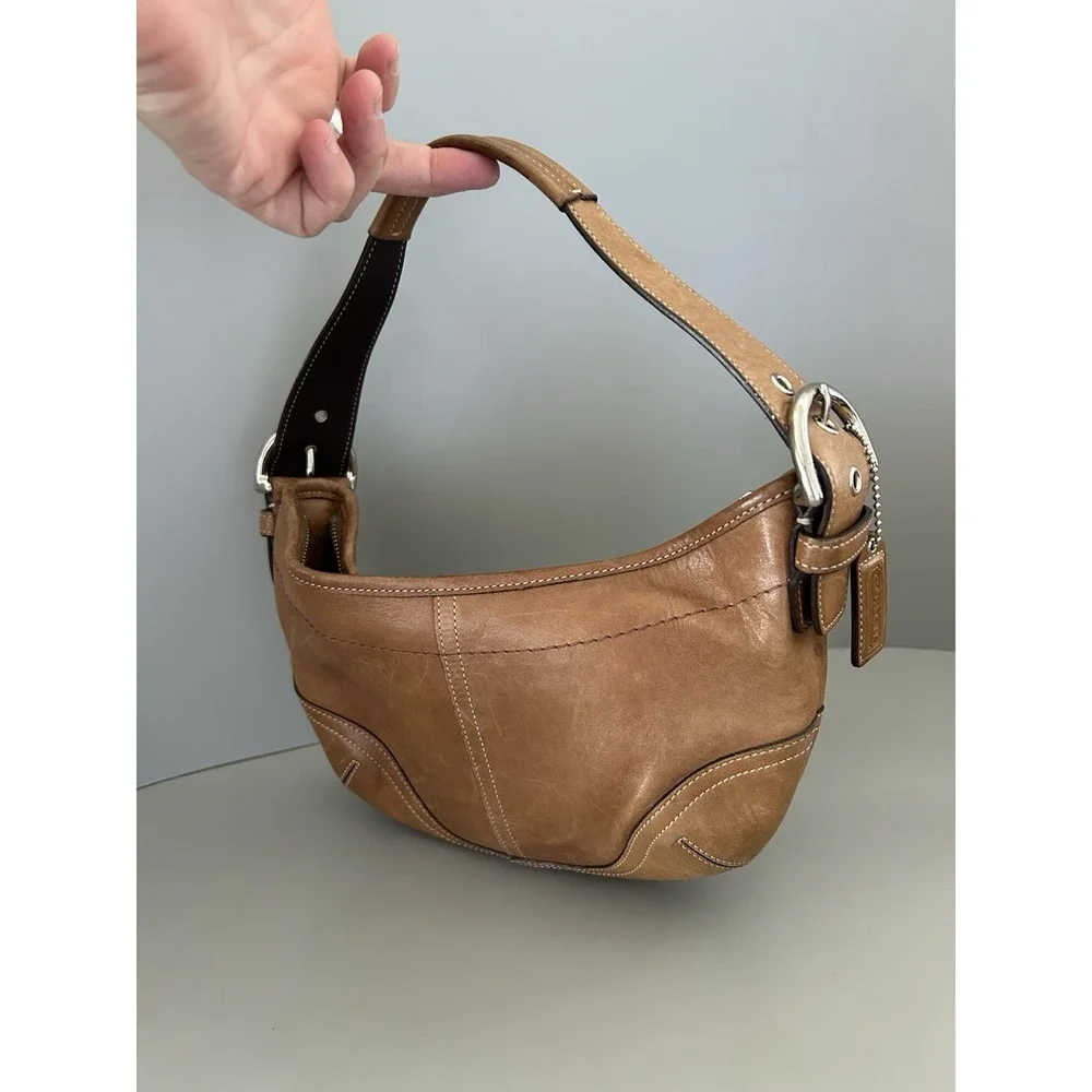 Vintage Coach Soho Shoulder Bag Saddle Brown Camel Tan Leather Purse Y2K 9541